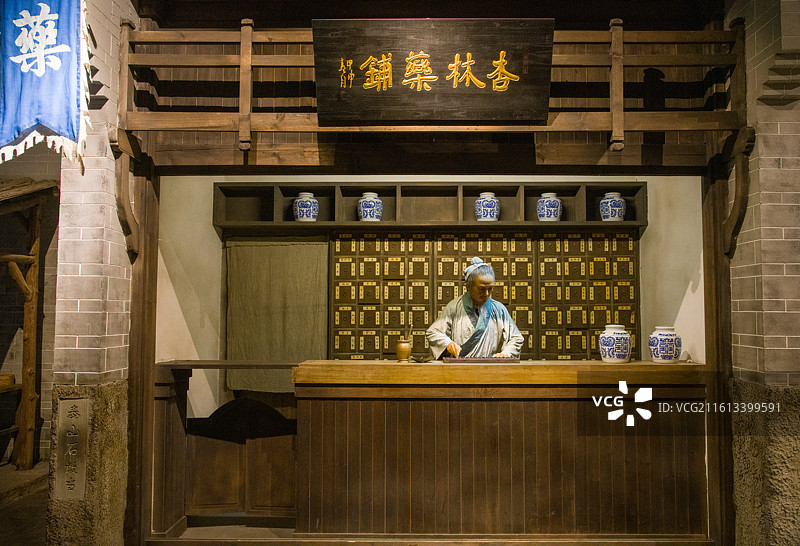 九江市博物馆内的古代情景雕塑图片素材