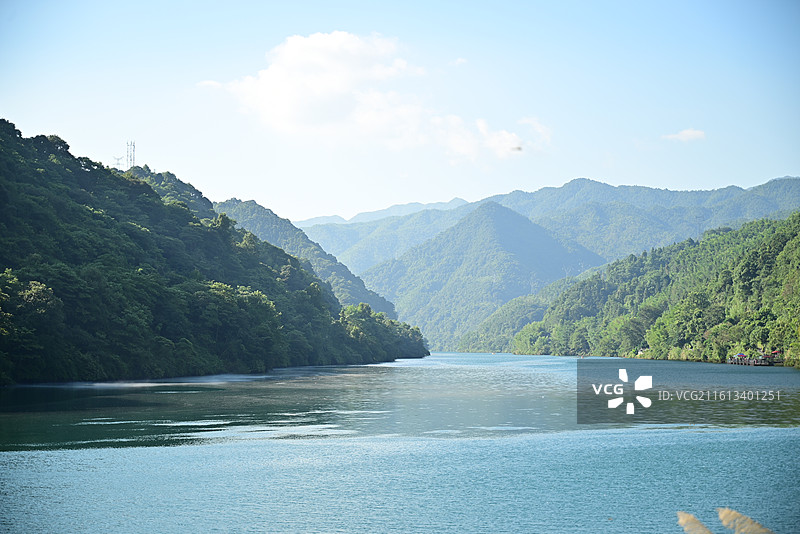 依树傍天的河景图片素材