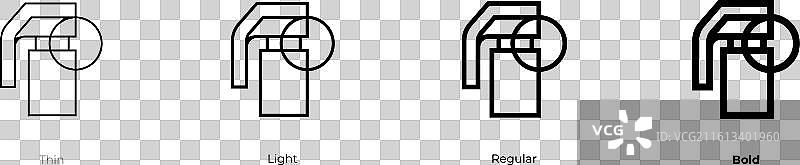 神经图标，细、亮、常规和粗体样式图片素材