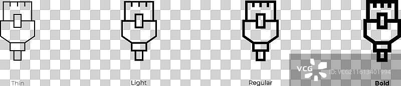 细光粗细网络线缆图标图片素材