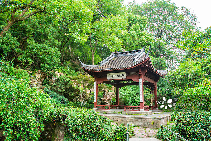 杭州 西湖天下景 中山公园 古亭 亭子 江南园林景观 孤山清行宫花园 古典建筑 地标景点 标志性景点图片素材