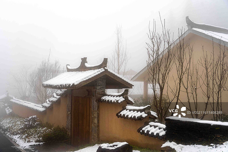 湖北咸丰坪坝营国家森林公园土家建筑图片素材