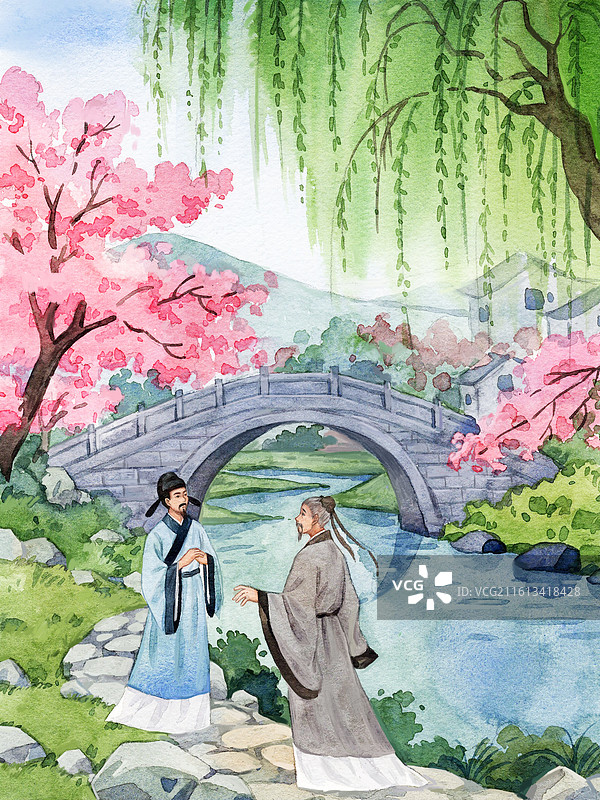 江南逢李龟年插画图片素材