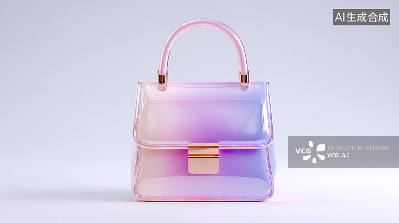【AI数字艺术】浅背景下的渐变粉紫手提包轻奢场景图片素材
