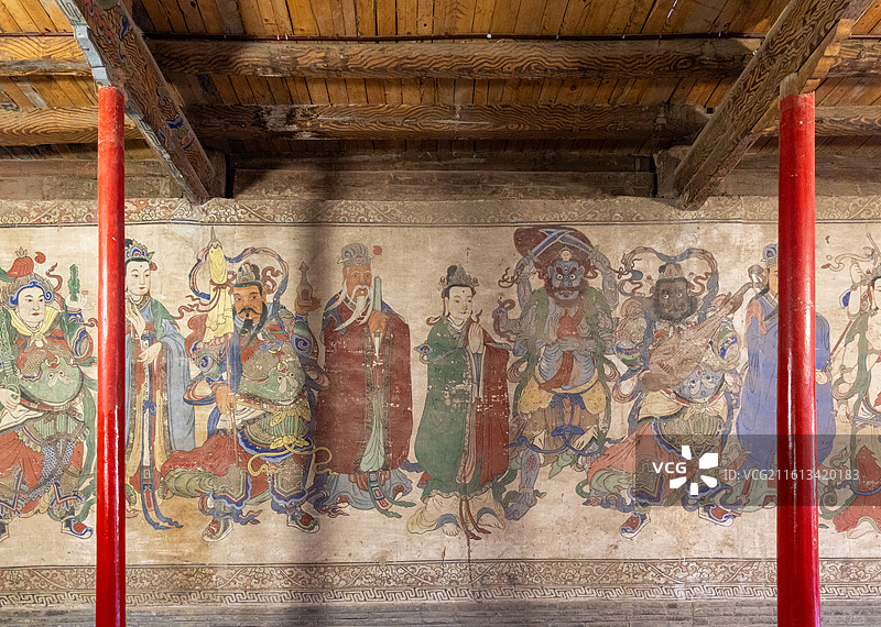 甘肃张掖皇家敕建的寺院 张掖大佛寺 大佛殿内《西游记》《封神演义》故事壁画图片素材