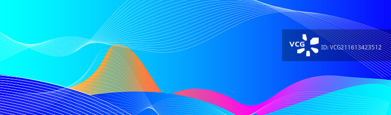 蓝色科技未来几何线条长画幅背景图片素材