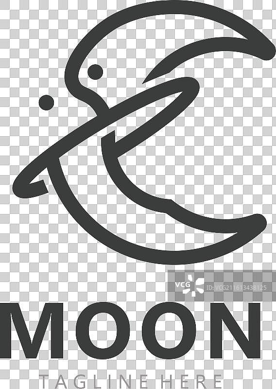 月亮、新月和星星组成的优雅标志设计线条图片素材