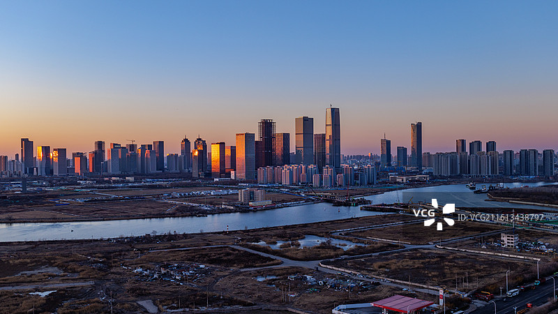 天津市滨海新区于家堡响螺湾城市天际线图片素材