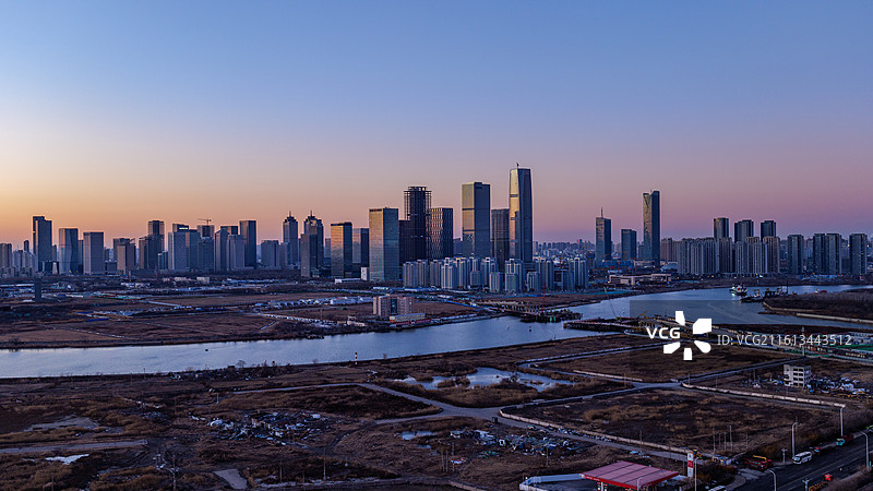 天津市滨海新区于家堡响螺湾城市天际线图片素材