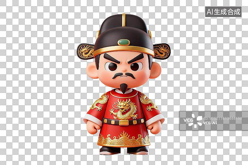 【AI数字艺术】卡通风格，穿着明代龙袍的历史人物，朱元璋PNG格式的免扣元素图片素材