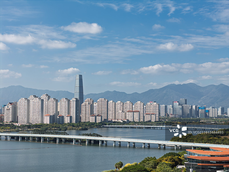 福建省厦门市杏林湾城市江景建筑群图片素材