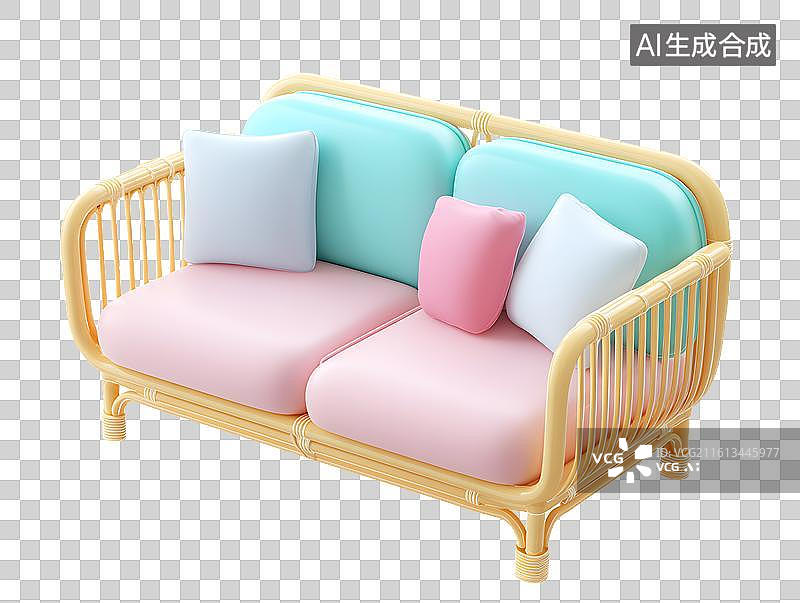 【AI数字艺术】彩色卡通竹编沙发图片素材