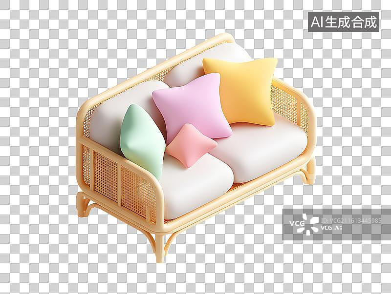 【AI数字艺术】彩色卡通竹编沙发图片素材
