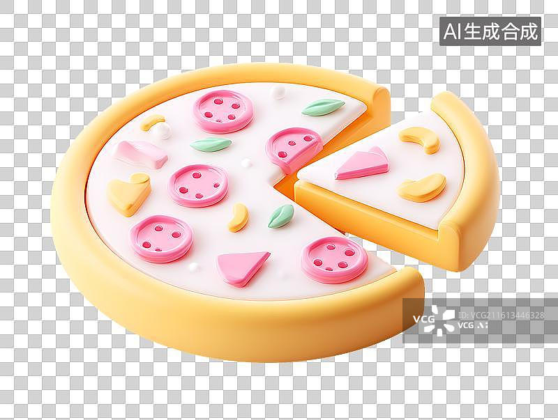 【AI数字艺术】一个3D卡通披萨饼图片素材