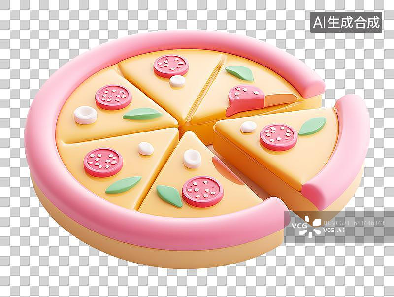 【AI数字艺术】一个3D卡通披萨饼图片素材