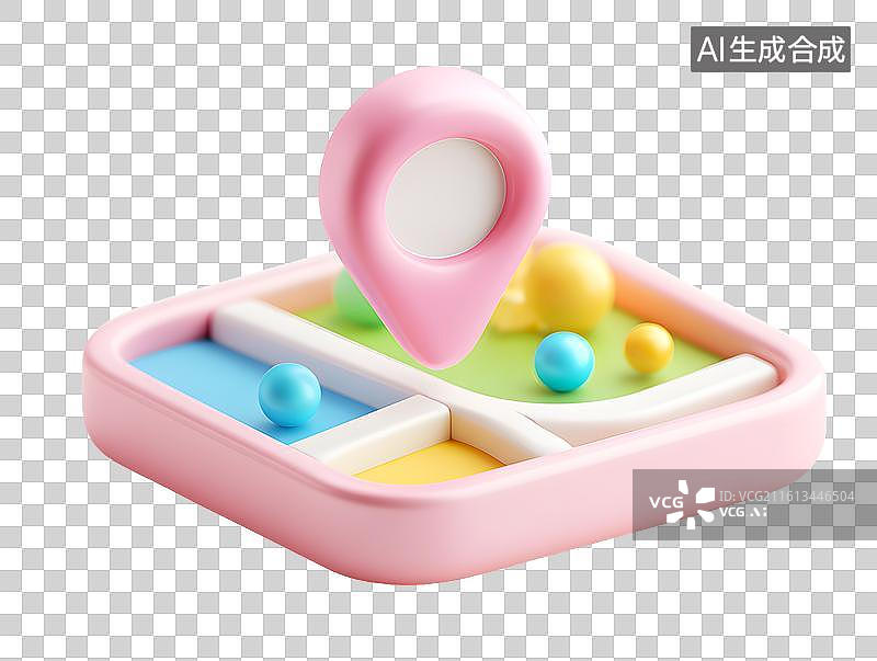 【AI数字艺术】3D卡通地图定位标记图片素材