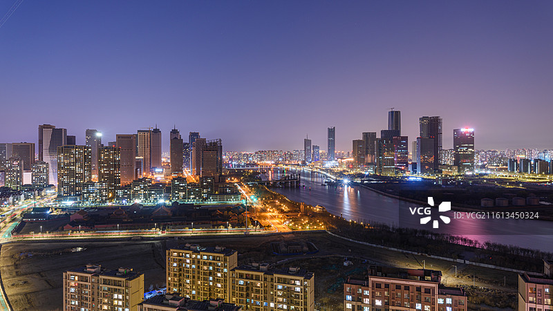 天津市滨海新区于家堡响螺湾城市天际线图片素材