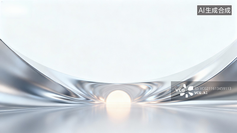 【AI数字艺术】透明曲面中的光球图片素材