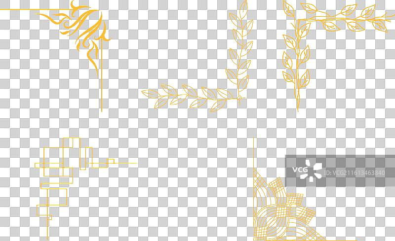 金色线条抽象手绘边框图片素材