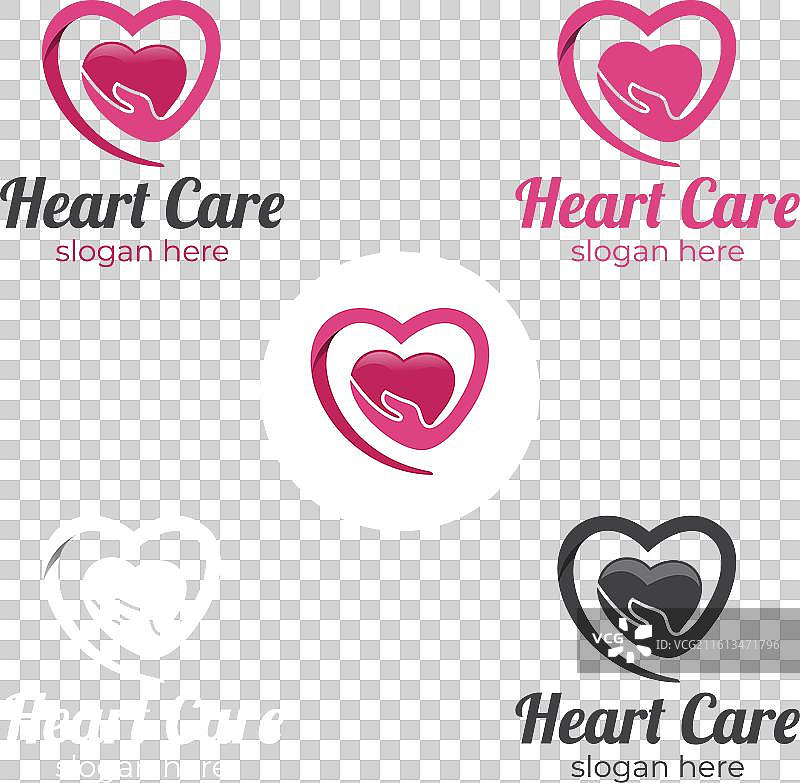 保存心形和爱心关怀标志，附带手形图标图片素材