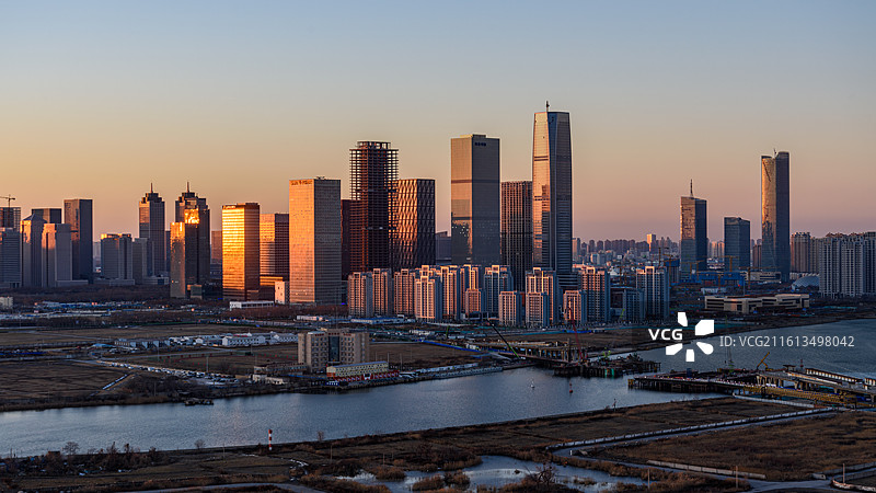 天津市滨海新区于家堡响螺湾城市天际线图片素材