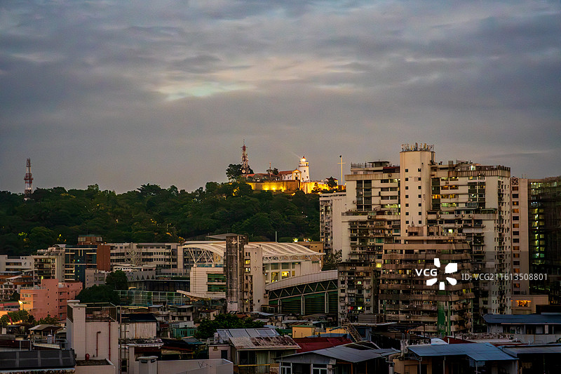 澳门历史城区与东望洋灯塔图片素材