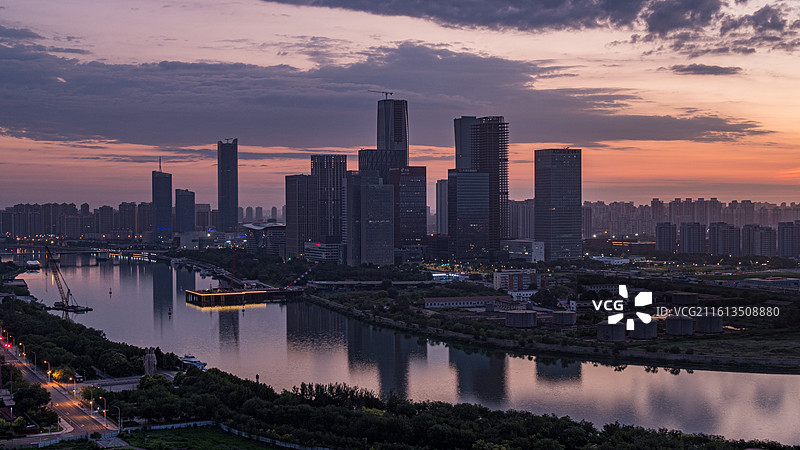 天津市滨海新区于家堡响螺湾城市天际线图片素材