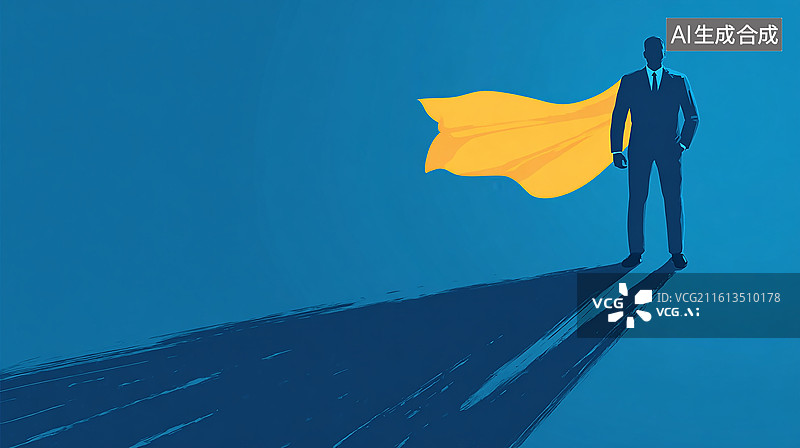 【AI数字艺术】商务人士与英雄剪影图片素材