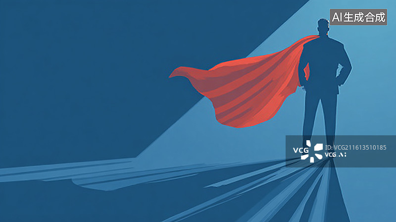 【AI数字艺术】商务人士与英雄剪影图片素材