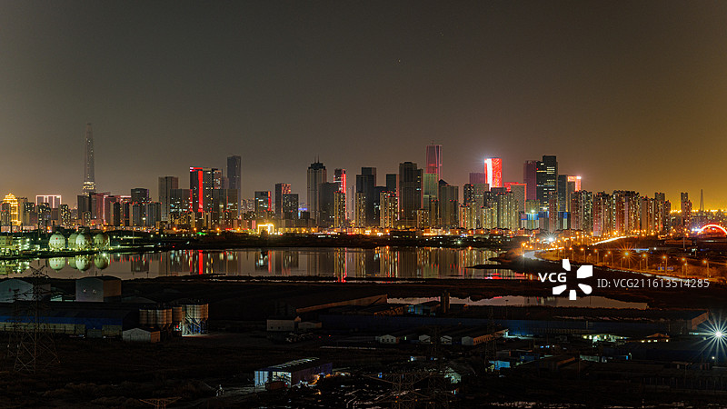 天津市滨海新区于家堡响螺湾城市天际线图片素材