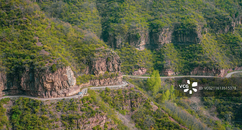 山西陵川王莽岭景区昆山挂壁公路图片素材
