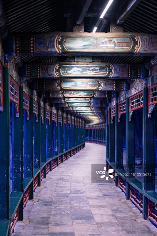 冬日里清晨的颐和园朝霞风光图片素材