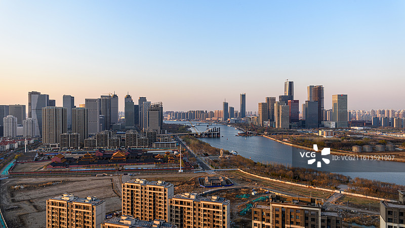 天津市滨海新区于家堡响螺湾城市天际线图片素材