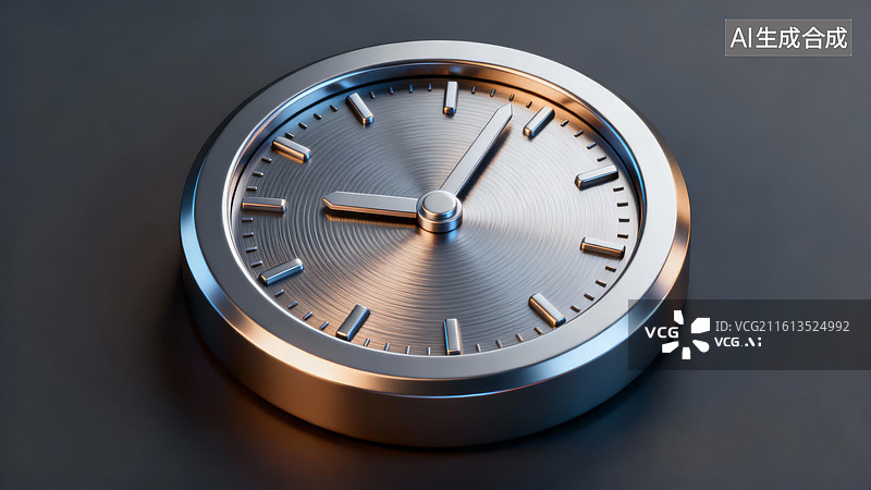 【AI数字艺术】金属质感的圆形时钟图片素材