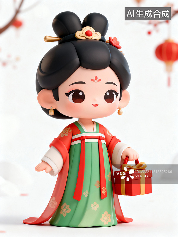 【AI数字艺术】提着礼物盒拜年图片素材