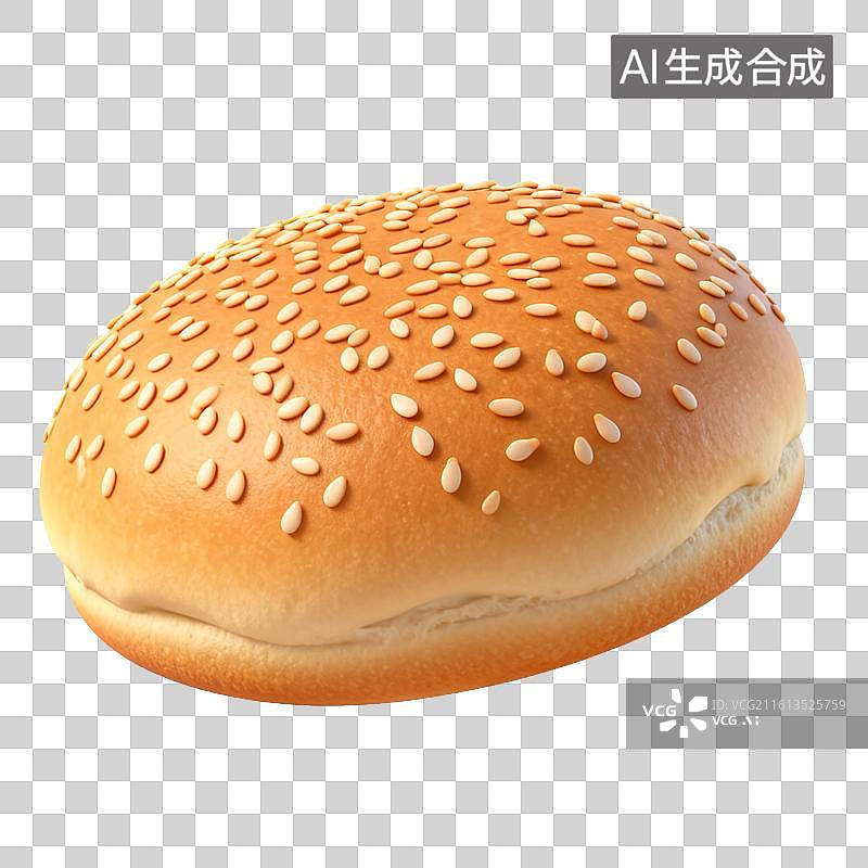 【AI数字艺术】带芝麻的汉堡面包特写图片素材