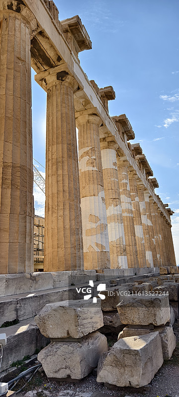 希腊雅典卫城（其中包括山门，帕特农神庙，伊瑞克提翁神庙，雅典娜胜利神庙）图片素材