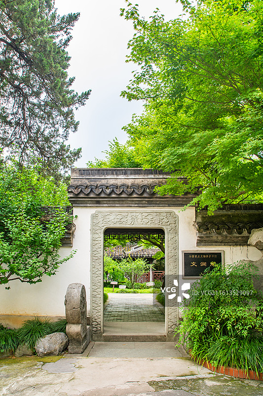 浙江省博物馆 文澜阁 中式庭院 庭院门 江南园林景观 杭州 孤山 古建筑 历史文化景点 传统建筑图片素材