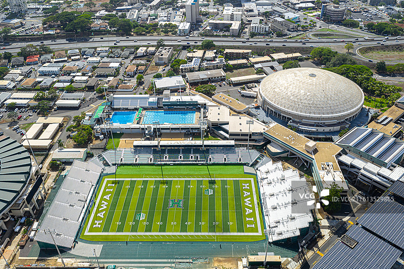美国夏威夷城市航拍全景图片素材