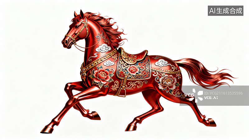 【AI数字艺术】鎏金骏马华丽纹家居装饰场景图片素材