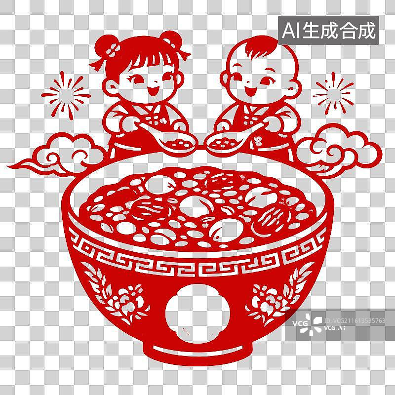 【AI数字艺术】中国传统剪纸文化  腊八节图片素材