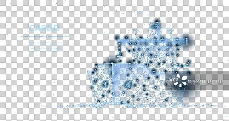 全球货船多边形线框网格艺术图片素材