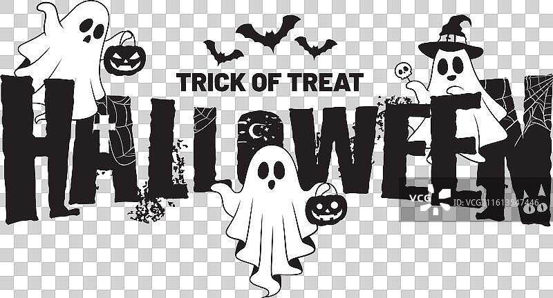 万圣节问候“不给糖就捣蛋”标志图片素材