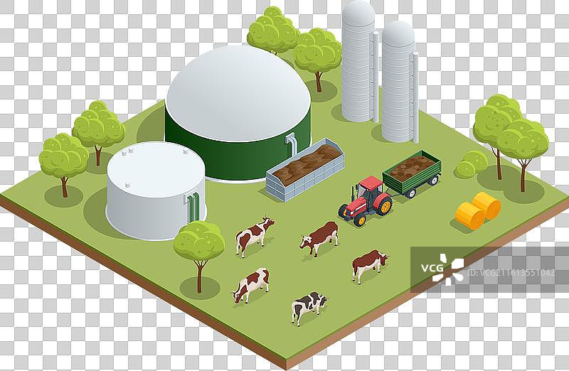 等距现代沼气发电厂，沼气是一种图片素材