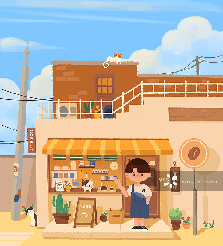 咖啡馆系列插画图片素材