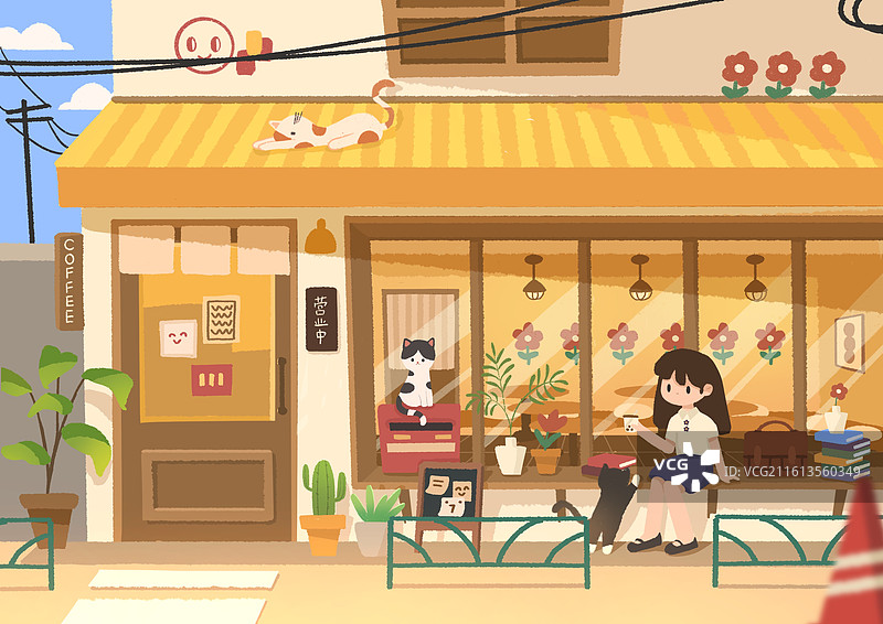 咖啡馆系列插画-云南图片素材