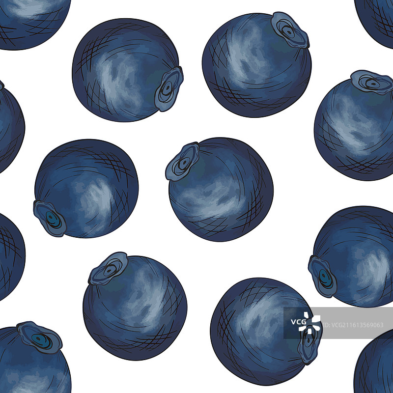 蓝莓图案无缝背景图片素材