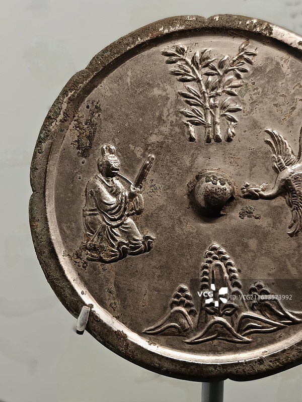 王子乔吹笙引凤葵式铜镜 唐代 中国国家博物馆藏图片素材