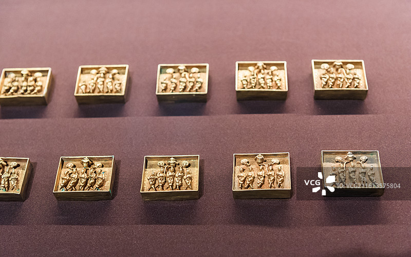 方形鎏金银带銙 北宋时期 易县博物馆藏 北京通州大运河博物馆“宋韵辽风”易县大北城宋辽金银器窖藏展图片素材