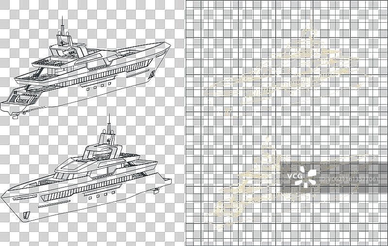 超级游艇等距蓝图图片素材